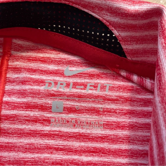 Nike Tiger Woods Polo Shirt Mens Large Red Stripes Golf Dri-Fit Embroidered Logo - Picture 3 of 12